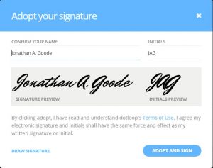 Dotloop custom signature for Jonathan Goode with Southeastern Land Group